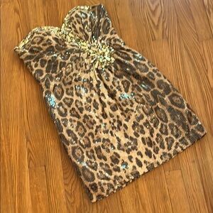 Leopard mini sequin cocktail dress
